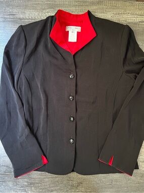 Miss Dorsey Black Blazer with Red Trim